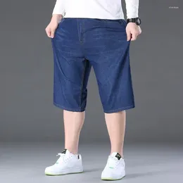 남자 청바지 대형 크기 5xL 6xL 7xl denim 짧은 남자 48 50 300kg 캐주얼 바지 일일 여름 바지 탄성 느슨한 스트레이트