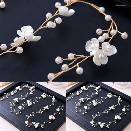 Headpieces Silver Gold Colour Pearl Flower Vine Hair Band Handmade Headband For Women Bride Hairbands Party Wedding Accessories