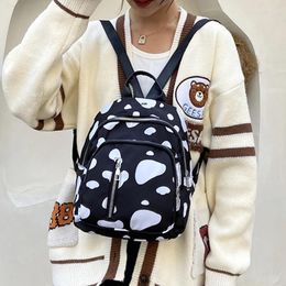 School Bags Y2k Cow Print Backpack For Women Lady Girls Outdoor Travel Shopping Nylon Casual Rucksack Teenage Mini Book Bag