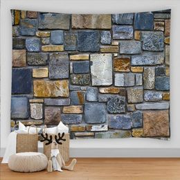 Tapestries Aesthetic Decoration Tapestry 3D Vintage Stone Grey Brick Kawaii Room Accessories Wall Hanging Home Bedroom Decor Blanket