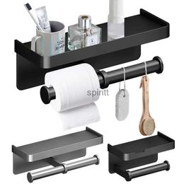 Toilet Paper Holders Aluminium Alloy Toilet Paper Holder Wall Mount WC Paper Phone Holder Shelf Towel Roll shelf Accessories for Bathroom Kitchen 240313