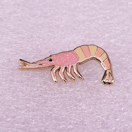 Cute Pink Shrimp Glitter Cartoon Enamel Brooch Pin Backpack Hat Bag Jeans Jacket Lapel Pins Badges Fashion Jewellery Accessories8295951