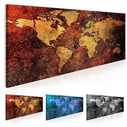 No Frame World Map Decoration Oil Painting Canvas Art Map Picture for Home Wall Decoration Art Picture Multicolor290T