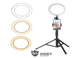 LED Ring Light with Stretchable Tripod Stand Selfie Stick 6inch 8inch 10inch Dimmable Floor Table Annular Lamp for Selfie Makeu8596040