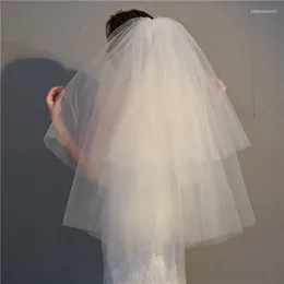 Bridal Veils White Ivory With Comb Cut Edge Short Wedding Accessories Veu De Noiva Bride