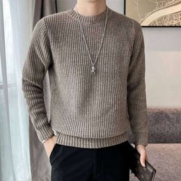 Pullover Herbst und Winter verdickt neue trendige Marke Herrenbekleidung Trend vielseitig Ins einfarbig gestrickt mit Bottom-Line-Pullover