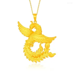 Pendants Trendy Bride Gold Phoenix Pendant Necklace For Girl Wedding Accessories Ethnic Princess 925 Silver Chain Choker Jewelry