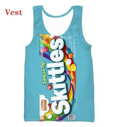 Nya modemän/kvinnor Froot Loops 3D Tryckt ärmlös Vest Streetwear Men Loose Sporting Tank Top BX03