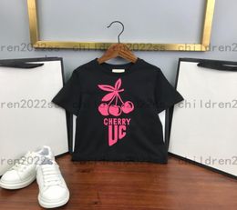 2022ss summer brand deisgner kids tshirts cherry printing girls lovely cotton t shirts short sleeve cotton tops white Colour size 5680550