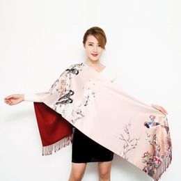 Thick Autumn winter women scarves long section double-sided scarf Chinese style silk shawl ladies wrap Cashmere pashmina muffler Y231Q