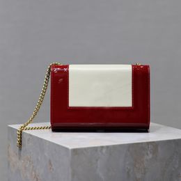 Red white color patchwork designer shoulder Bags glossy leather 20cm Flap gold Chain Crossbody bags Messenger Purse mirror Quality Genuine Leather luxury Handbags