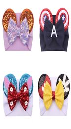 Big bow wide haidband cute baby girls hair accessories sequined mouse ear headband new design holidays makeup costume band Wholesa2326709