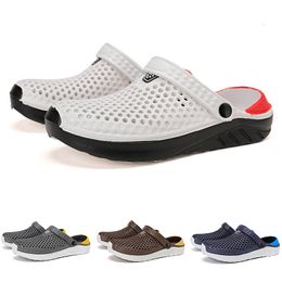 slippers for men women Solid color hots slip resistant black white pewter breathable mens indoors walking shoes GAI