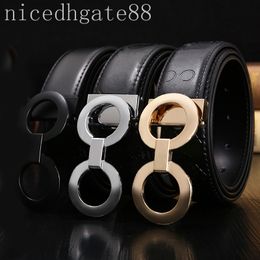 Man belt black wide 3.5cm cinto business suits decorative silver plated buckle designer belts formal business party 2 sides multisize leather belts for women GA04 I4