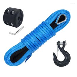 All Terrain Wheels 1/4Inchx50feet 7700Lb Synthetic Winch Rope Tow With Protective Cover Off-Road Vehicle Rescue For UTV ATV Truck