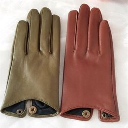 Women's Natural Sheepskin Leather Gloves Female Genuine Leather Motorcycle Driving Gloves R760 201020283f