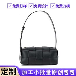 Discount Shops 2024 New Handbag Genuine Leather Woven One Shoulder Underarm Womens Bag Small Design High Grade Feel Cowhide