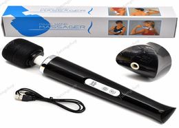 Magic Wand Massager 30 Speeds Rechargeable Cordless Black Vibrator Massaging6010083