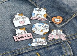 I Love You Cute Cartoon Animal Cat Small Funny Enamel Brooches Pins for Women Girl Men Christmas Gift Demin Shirt Decor Pin Metal 3882433