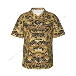Men's Casual Shirts Shirt Abstract Python Snake Skin Short Sleeve Tops Lapel Summer