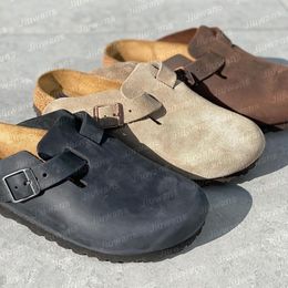 Designer Bostons Zoccoli Sandali Pantofole zoccoli Papà Talpa Sughero Piatto Moda Estate Scivolo in pelle Scarpe casual da spiaggia preferite Donna Uomo Taglia 35-45