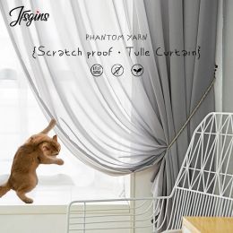 Curtains Hall Sheer Curtains for Living Room Window Voile Tulle Curtain for Balcony Door Readymade Gordijnen Cortinas Home Textile Panel