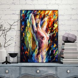 Body Art Nude Girl Women Modern Pictures Palette LNIFE Print Oil Painting for Bedroom Living Room Home Wall Decor No Frame262R