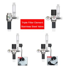Equipment Triple Filter Element Sinlge/Double Gauge Pressure Regulating Stainless Steel Valve with Bubble Counter DIY Aquarium Accessories
