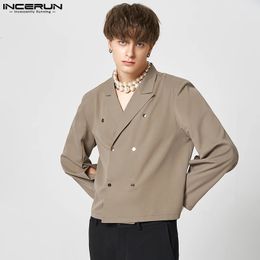 Stylish Casual Style Tops INCERUN Men Button Split Short-style Blazer Street Male Solid Well Fitting Suit Jackets S-5XL 240313