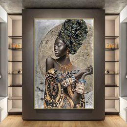 African Black Woman Abstract Art Posters And Prints National Style Women Canvas Paintings Pictures for Living Room Wall Decor286q