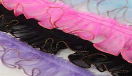 gold edge Ruffle Lace Edge Trim Pleated Ribbon Fabric Hem 216039039Width craft sew on9083028