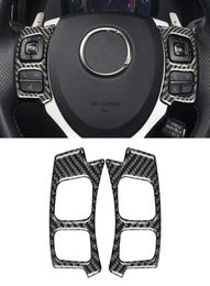 Car Carbon Fiber Steering Wheel Button Decorative Sticker for IS250 NX200 200t 300h 13- Left Drive6021568