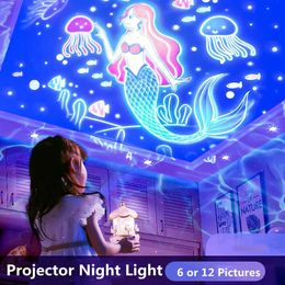 Kids Gift Projector Night Light Rechargeable 360 Adjustable Design Bedroom Nebula Galaxy Lights Christmas Birthday 240301
