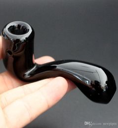 Straight Thicken Black Smoking Pipes Fashion Pyrex Oil Burner Hand Spoon Use for Tobacco9243552