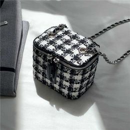 HBP Non-Brand Autumn New design shoulder bag Fashion contrast plaid phone crossbody womens messenger Metal chain mini