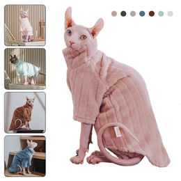 Pet Giyim Moda Sfinx Cat Peluş Peluş Ceket Tüysüz Kediler Kazak Kış Katı Yatık Sıcak Ceket Out Giyim 240304