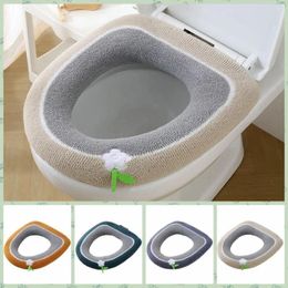 Toilet Seat Covers With Handle Knitted Cushion Universal Soft Thicker Cover Warm Reusable Pad Winter