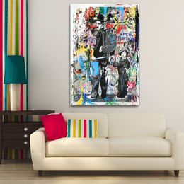 Graffiti Canvas Banksy Art Canvas Posters and Prints Funny Monkeys Graffiti Street Art Wall Pictures for Modern Home Room Decor2229