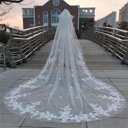 Bridal Veils Real Pos Veil With Comb Cathedral Long Wedding Accessories White Ivory Lace Tulle For Brides Velos De Novia 3 5m