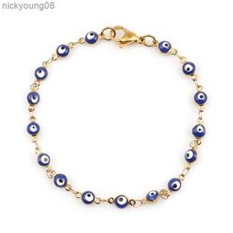 Bangle 1 PC Fashion Stainless Steel Bracelets Blue Red Evil Eye Enamel Bead Bracelet For Women Lucky Turkish eye Jewellery GiftsL2403