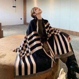 Luxury Black Plaid Scarf Women Winter Warm Cashmere Blanket Wraps Female Scarves Lady thick Foulard Stole2980