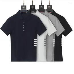 Men's T Shirts Men Women Turn Down Collar Cotton T-Shirt Fashion Summer Polo Shirt Casual Striped Design Formal Business Blouse Korean Tops