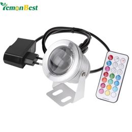 LED Underwater Lamp IP67 12 Colours 1000LM 10W RGB Fountain Light Timing Function Pool Pond Fish Tank Aquarium Spotlight EU Plug Y2245d