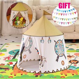 Toy Tents Kid Teepee Tent House Portable Princess Castle Folding Kids Tents Baby Play House Children Play Toy Birthday Christmas Gift L240313