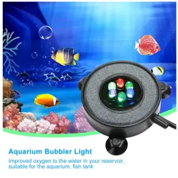 Accessories HONGYI Led Aquarium Air Bubble Light Fish Tank Air Curtain Bubble Stone Disc with 6 Colour Changing Leds