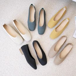 Dress Shoes 2024 Spring Summer Women Flat Breathable Knit Pumps Comfortable Girl Slip-on Casual Leisure Loafers Sandals