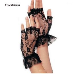 Ostrich Soft Gloves Ladies Short Black Lace Fingerless Gloves Net Goth Gothic Fancy Dress Weddingg tights stockings 201912804