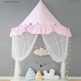 Toy Tents Children Play House Castle Kid Teepee Tents Cotton Foldable Tent Canopy Bed Curtain Baby Crib Netting Girls Boy Room Decoration L240313