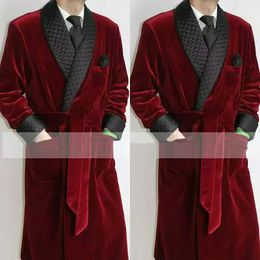Velvet Long Men Suit Smoking Jacket Costume Groom Tuxedos Shawl Lapel Wedding Terno Slim Fit Blazer Jacket 1 Pc Arrival 240304