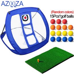 Pop Up Golf Chipping Net IndoorOutdoor Hitting with Mat and golf balls for Indoor Backyard Practice Swing Game 240228